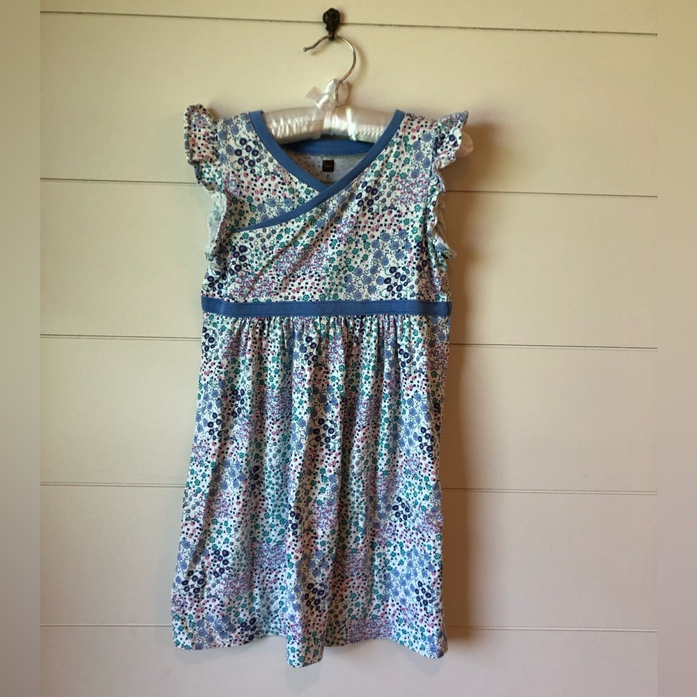 Tea Collection Floral Blue Dress Girls Size 7